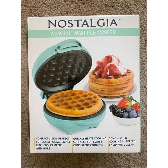 Nostalgia MyMini Waffle Maker Teal - Picture 1 of 4